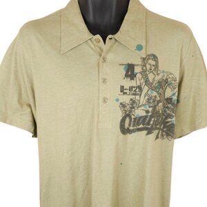 Quiksilver Polo Shirt Mens Size Large Green Surfer Surf & Skate Wave Hawaiian